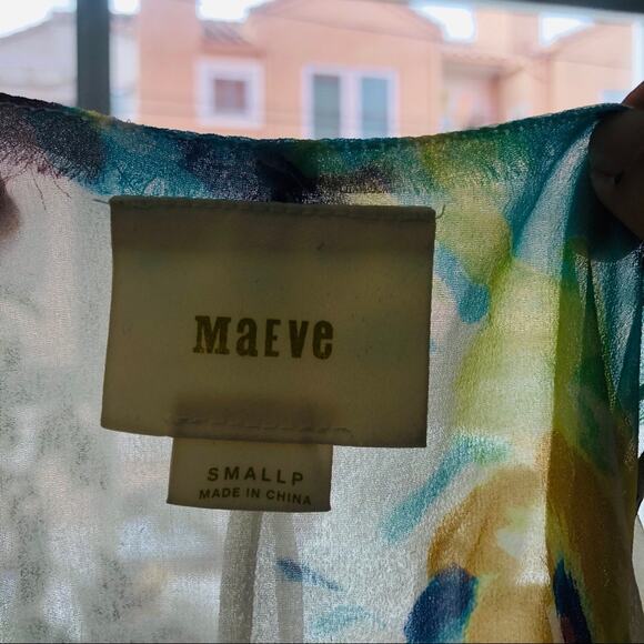 ANTHROPOLOGIE MAEVE White Floral Silk Cold Shoulder Tank Blouse Top Shirt Small - Picture 6 of 10